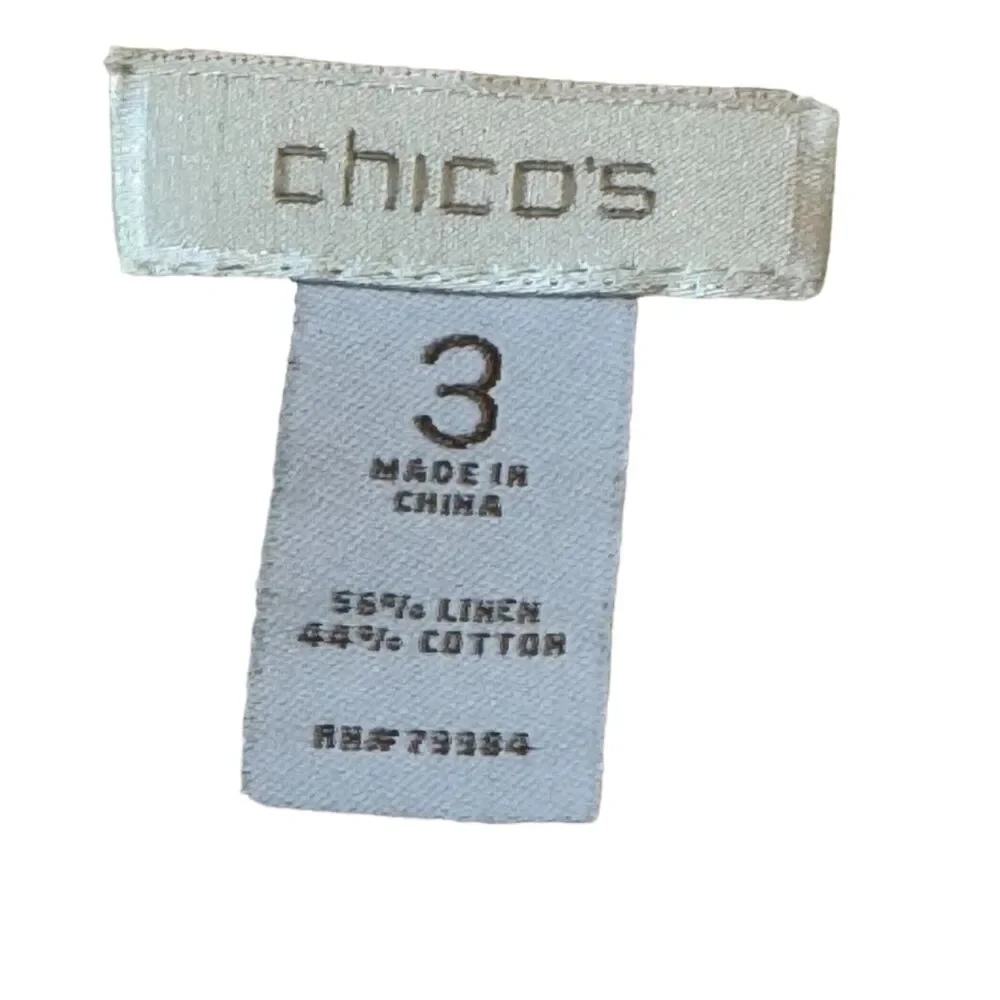 CHICO's Long Sleeve Cream Solid w/ Sequin Accents Stand-Up Collar Full Zip Sz 3
